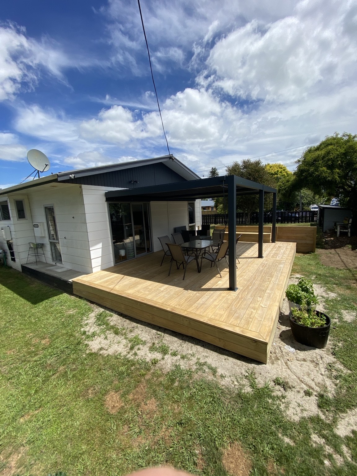Finished timber deck and pergola